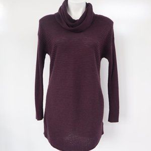 ADRIENNE VITTADINI Extra Fine Merino Wool Cowl Neck Sweater Size XS Burgundy